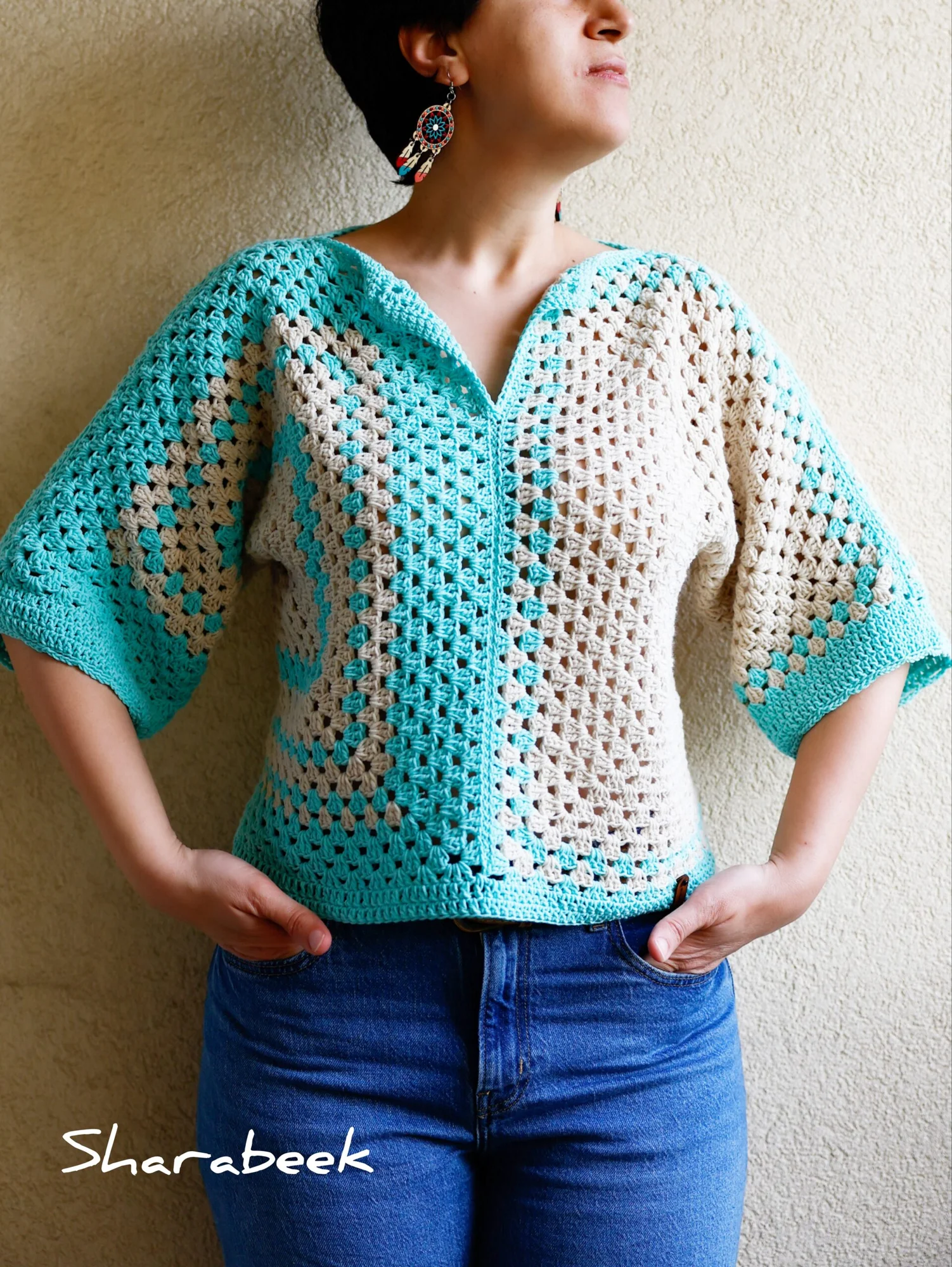 Top Sam . Royal turquoise