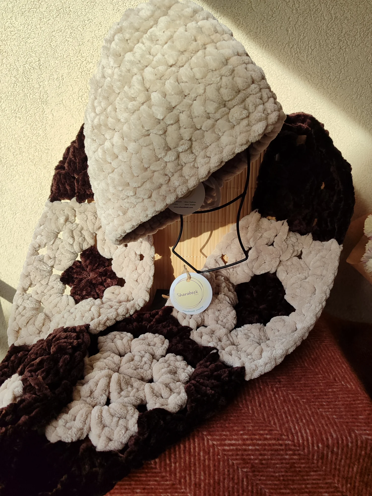 Bonnet+snood .Velours
