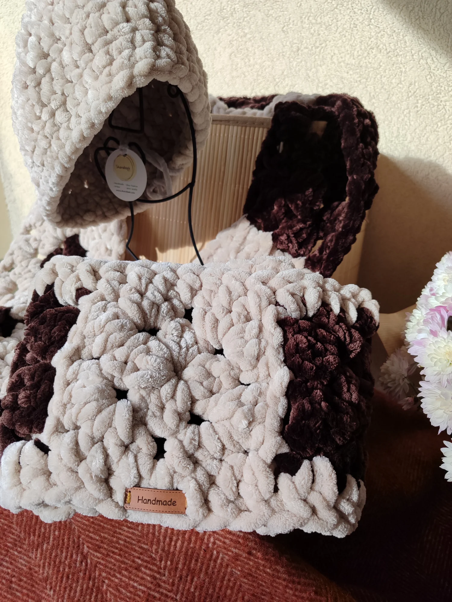 Bonnet+snood .Velours