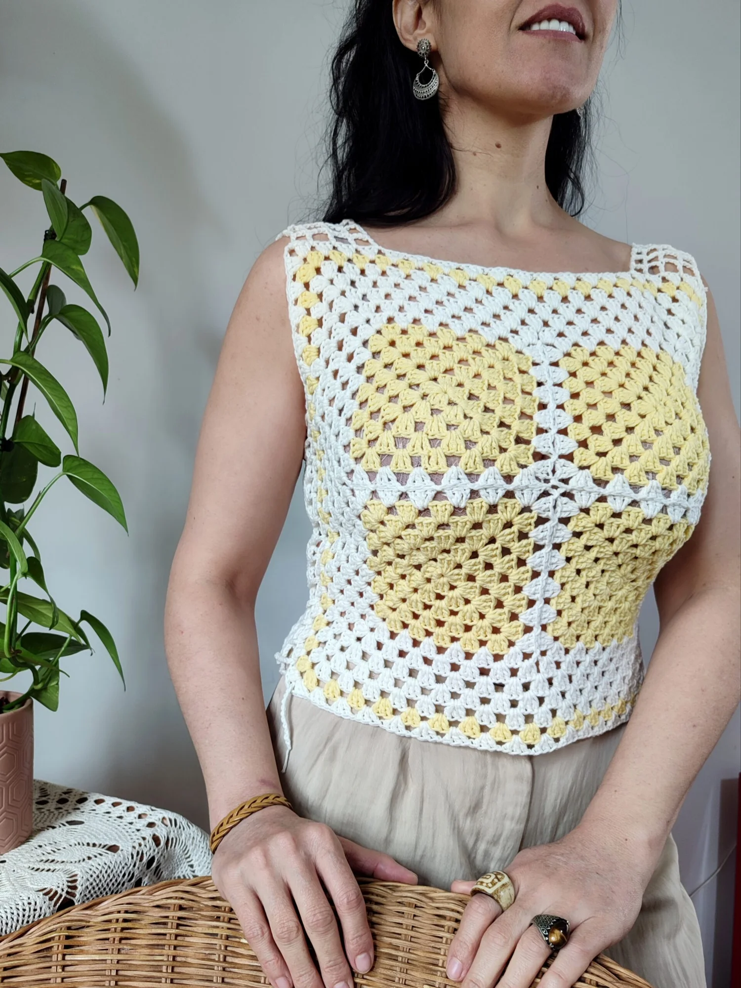 Top granny sauqre . Jaune