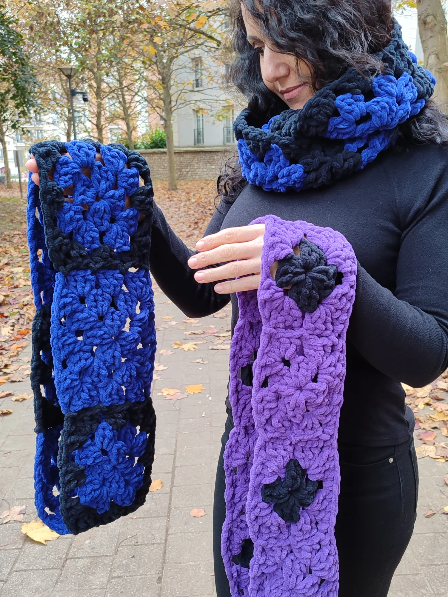 Snood en velours. Mauve