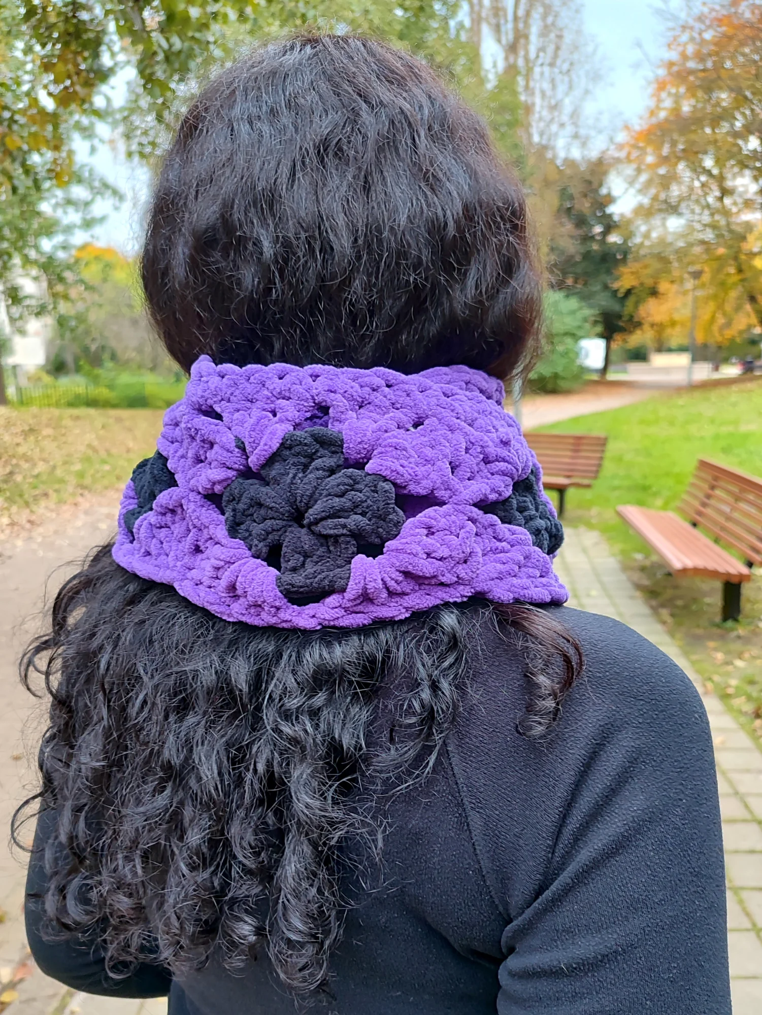 Snood en velours. Mauve