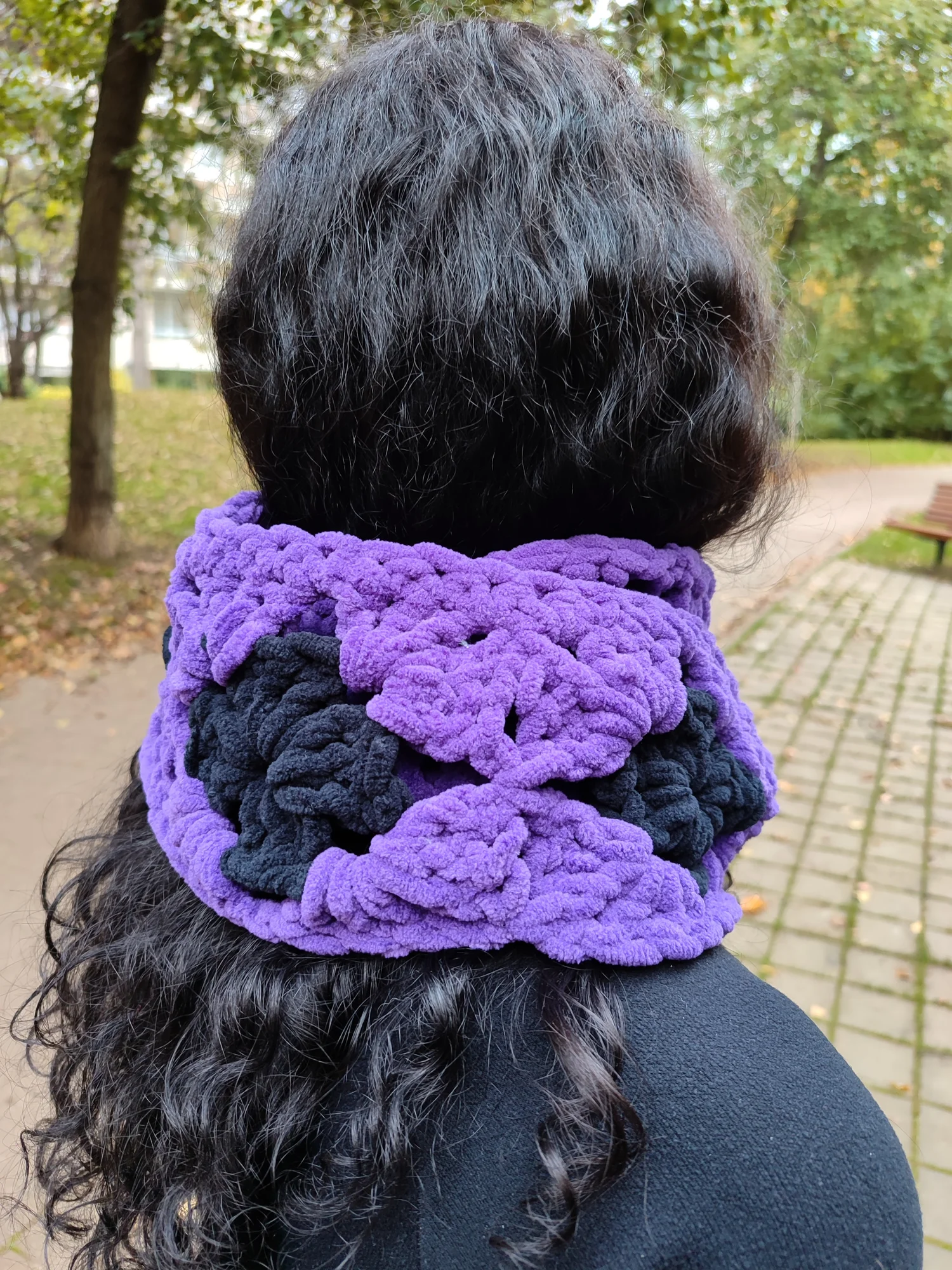 Snood en velours. Mauve