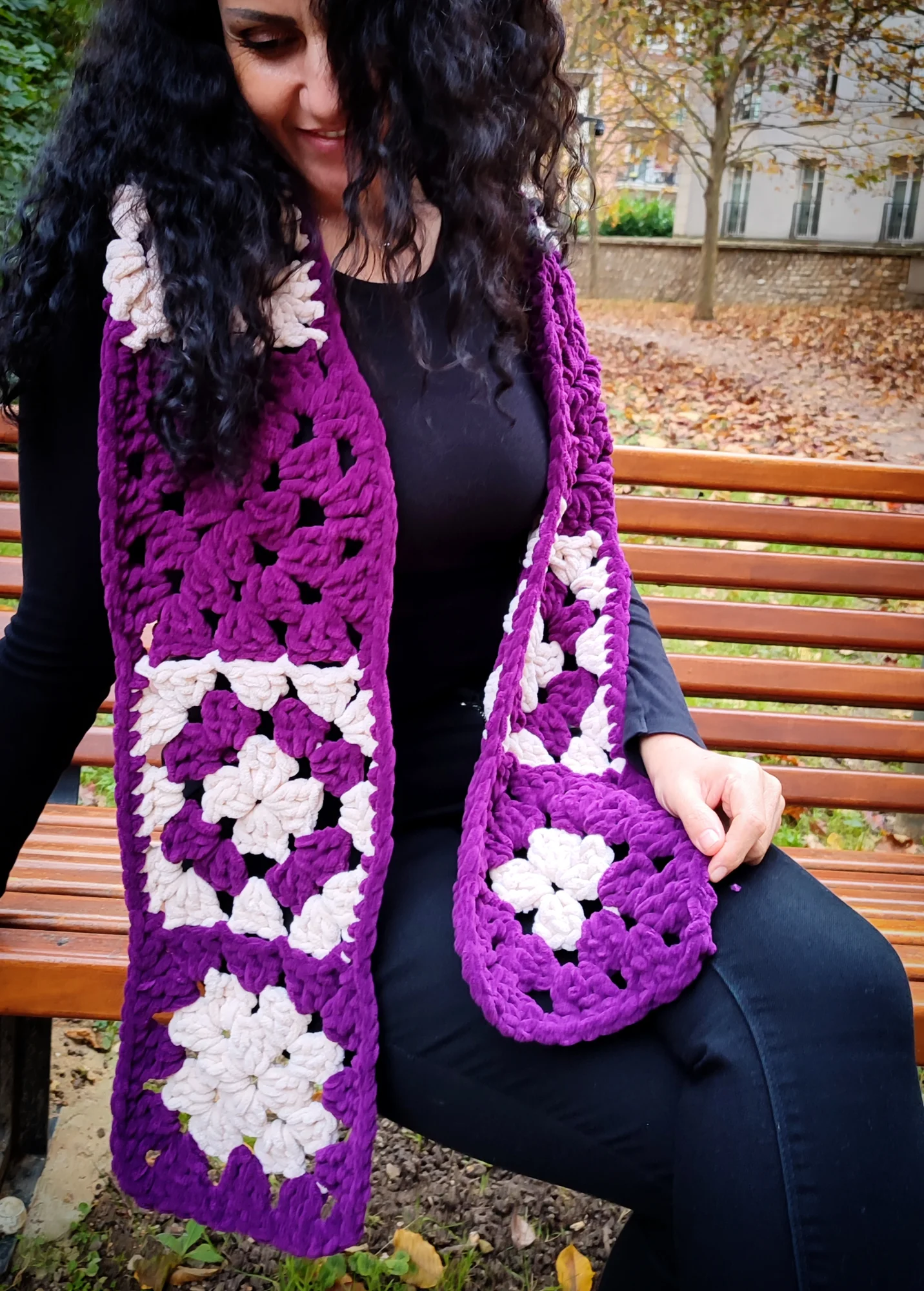 Chale velours. Mauve